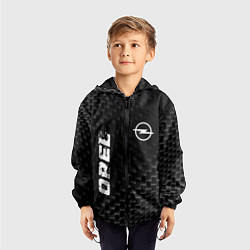 Ветровка с капюшоном детская Opel карбоновый фон, цвет: 3D-черный — фото 2
