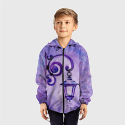 Ветровка с капюшоном детская Уличный фиолетовый фонарь, цвет: 3D-черный — фото 2