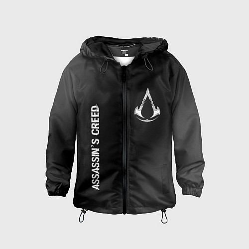 Детская ветровка Assassins Creed glitch на темном фоне: надпись, си / 3D-Черный – фото 1