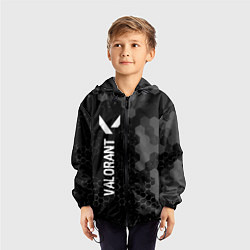Ветровка с капюшоном детская Valorant glitch на темном фоне: по-вертикали, цвет: 3D-черный — фото 2