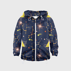 Ветровка с капюшоном детская Созвездия, цвет: 3D-белый