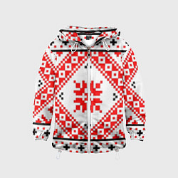 Ветровка с капюшоном детская Удмуртский стиль, цвет: 3D-белый