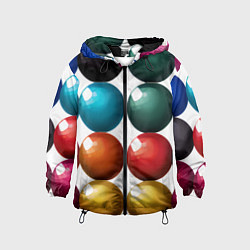 Ветровка с капюшоном детская Шары для бильярда, цвет: 3D-черный