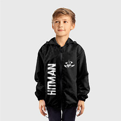 Ветровка с капюшоном детская Hitman glitch на темном фоне: надпись, символ, цвет: 3D-черный — фото 2