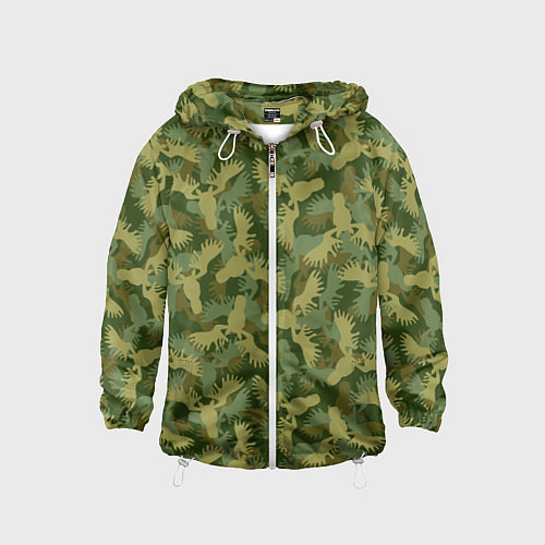 Детская ветровка Лоси - камуфляж / 3D-Белый – фото 1