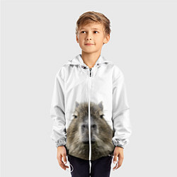 Ветровка с капюшоном детская Капибара пофигист, цвет: 3D-белый — фото 2