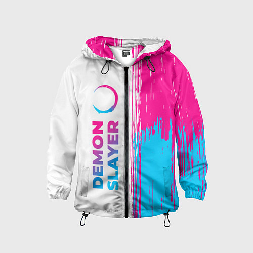 Детская ветровка Demon Slayer neon gradient style: по-вертикали / 3D-Черный – фото 1