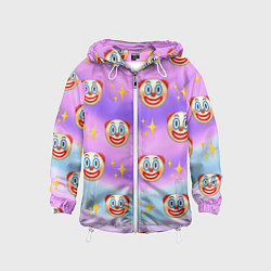 Ветровка с капюшоном детская Узор с Клоунами, цвет: 3D-белый