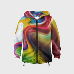 Ветровка с капюшоном детская Rainbow waves, цвет: 3D-черный