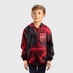 Ветровка с капюшоном детская Красный герб РФ, цвет: 3D-черный — фото 2