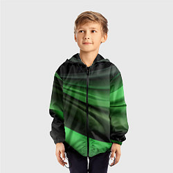 Ветровка с капюшоном детская Темная зеленая текстура, цвет: 3D-черный — фото 2