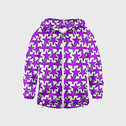 Ветровка с капюшоном детская Ретро звёзды фиолетовые, цвет: 3D-белый