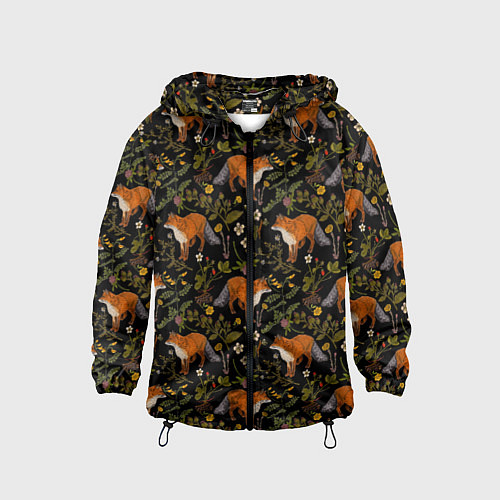 Детская ветровка Лисы и цветы / 3D-Черный – фото 1