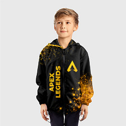 Ветровка с капюшоном детская Apex Legends - gold gradient: надпись, символ, цвет: 3D-черный — фото 2