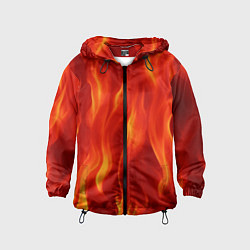 Ветровка с капюшоном детская Огонь рыжий, цвет: 3D-черный