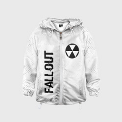 Ветровка с капюшоном детская Fallout glitch на светлом фоне: надпись, символ, цвет: 3D-белый