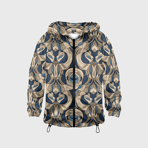 Детская ветровка Коричневый узор паттерн / 3D-Черный – фото 1