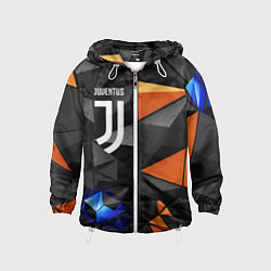Ветровка с капюшоном детская Juventus orange black style, цвет: 3D-белый
