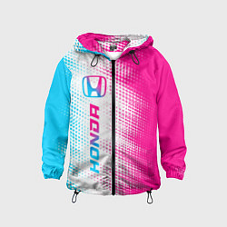 Ветровка с капюшоном детская Honda neon gradient style: по-вертикали, цвет: 3D-черный