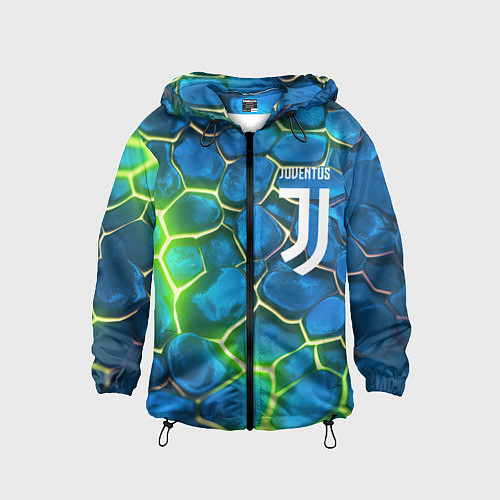 Детская ветровка Juventus blue green neon / 3D-Черный – фото 1