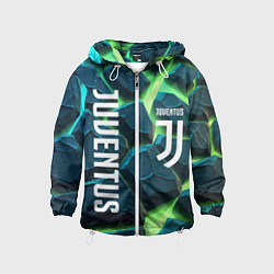 Ветровка с капюшоном детская Juventus green neon, цвет: 3D-белый