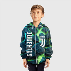 Ветровка с капюшоном детская Juventus green neon, цвет: 3D-белый — фото 2