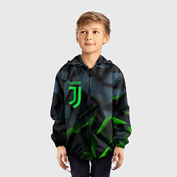 Ветровка с капюшоном детская Juventus black green logo, цвет: 3D-черный — фото 2