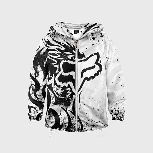 Детская ветровка Fox motocross - белый дракон / 3D-Белый – фото 1