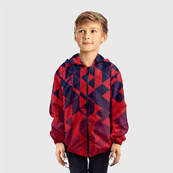 Ветровка с капюшоном детская Сине-красный геометрия градиент, цвет: 3D-черный — фото 2
