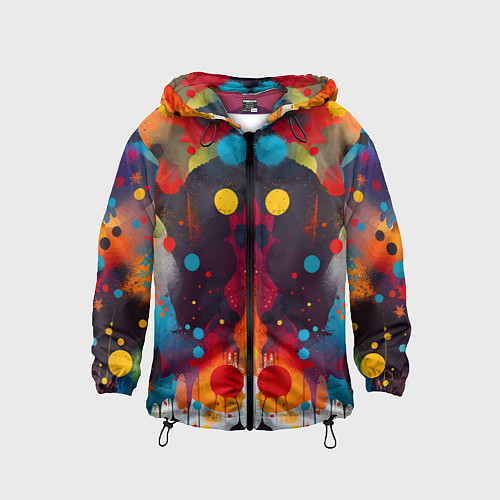 Детская ветровка Mirrow colorful blots - abstraction - vogue / 3D-Черный – фото 1