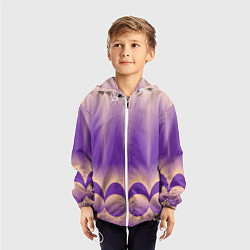 Ветровка с капюшоном детская Фиолетовый градиент в полоску, цвет: 3D-белый — фото 2