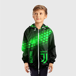 Ветровка с капюшоном детская Juventus green logo neon, цвет: 3D-белый — фото 2