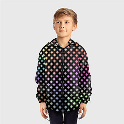 Ветровка с капюшоном детская Цветной под сеткой имитация, цвет: 3D-черный — фото 2