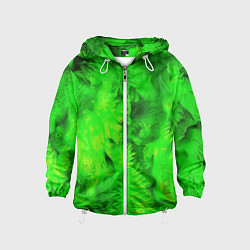 Ветровка с капюшоном детская Green abstract texture, цвет: 3D-белый