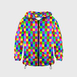 Ветровка с капюшоном детская Разноцветные плитки, цвет: 3D-черный