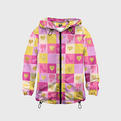 Детская ветровка Барби: желтые и розовые квадраты паттерн