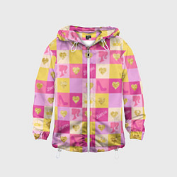 Детская ветровка Барби: желтые и розовые квадраты паттерн