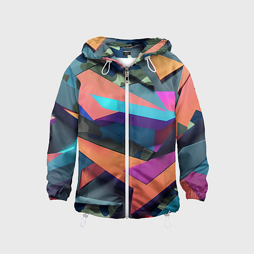 Детская ветровка Камуфляж и цветная геометрия - нейросеть / 3D-Белый – фото 1