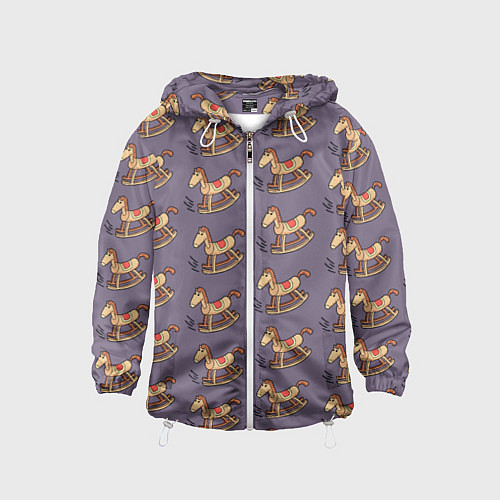 Детская ветровка Деревянные лошадки качалки / 3D-Белый – фото 1