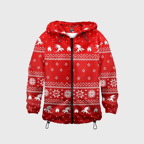 Детская ветровка Свитер с драконами - паттерн / 3D-Черный – фото 1