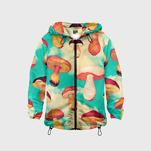 Детская ветровка Грибы в небе паттерн / 3D-Черный – фото 1