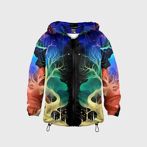 Детская ветровка Звёздная ночь в сказочном лесу / 3D-Черный – фото 1