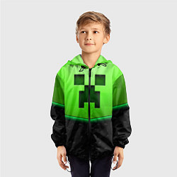 Ветровка с капюшоном детская Майнкрафт крипер, цвет: 3D-черный — фото 2