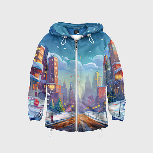 Детская ветровка Новогодний город / 3D-Белый – фото 1