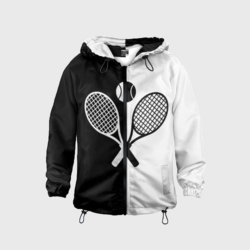 Детская ветровка Теннис - чёрно белое / 3D-Черный – фото 1