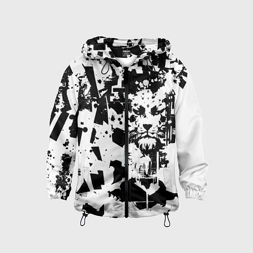 Детская ветровка Морда льва - абстракция / 3D-Черный – фото 1