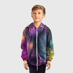 Ветровка с капюшоном детская Цветные пиксели retro, цвет: 3D-белый — фото 2