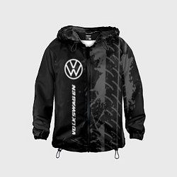Ветровка с капюшоном детская Volkswagen speed на темном фоне со следами шин по-, цвет: 3D-черный
