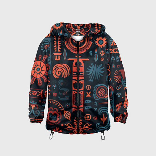 Детская ветровка Абстрактный паттерн в славянской стилистике / 3D-Черный – фото 1