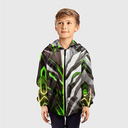 Ветровка с капюшоном детская Броня адская и райская зелёная, цвет: 3D-черный — фото 2
